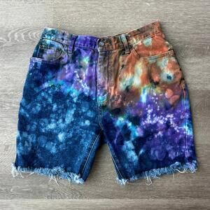 High Sierra Vintage Rainbow Tie Dye Denim Cutoff Shorts Size 6